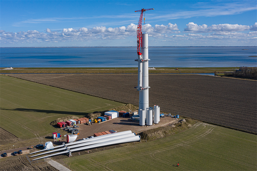 Enercon used the LCC140 cranes to install three E136 EP5 turbines in Eemshaven, Netherlands (pic: Klaas Eissens)