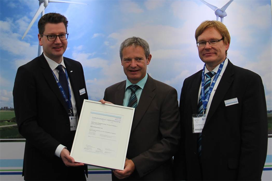 Left to right: DNV GL's head of certification Mike Wobbeking, ABB head of product management Stephan Ebner and DNV GL head of electrical systems Matthias-Klaus Schwarz at Husum