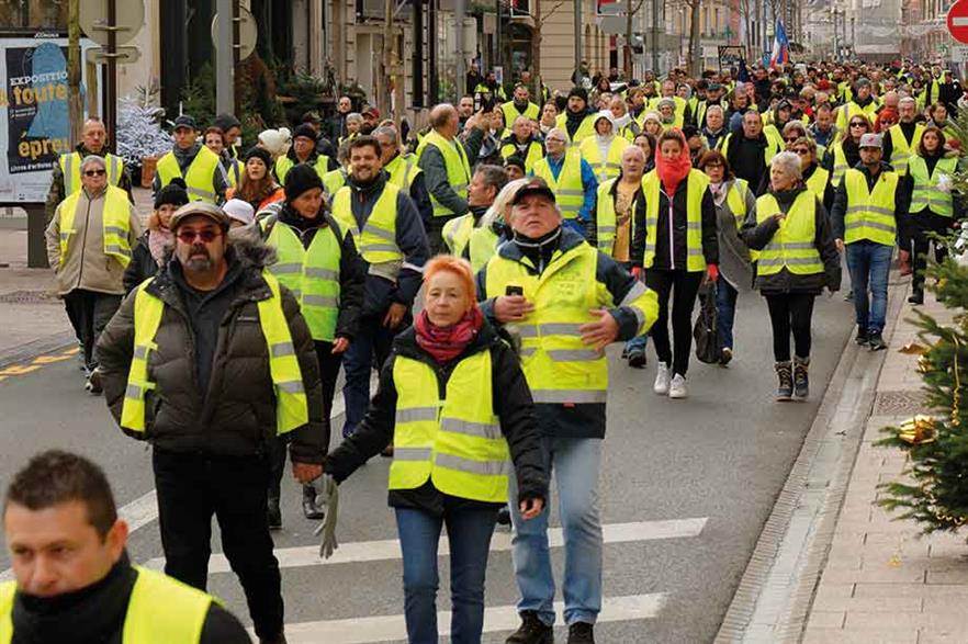 Gilets jaunes… France has seen a wave of protests against Macron’s policies in recent weeks (pic: Thomas Bresson)