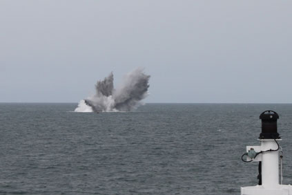 A controlled explosion at the Greater Gabbard wind farm