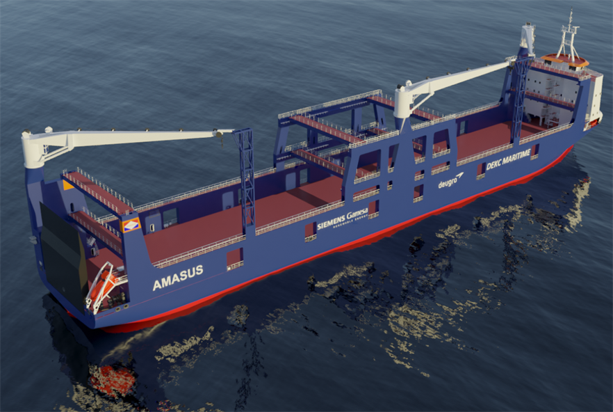 Artist impression of the vessels designed with the aim of reducing energy consumption and transporting the largest offshore wind components 