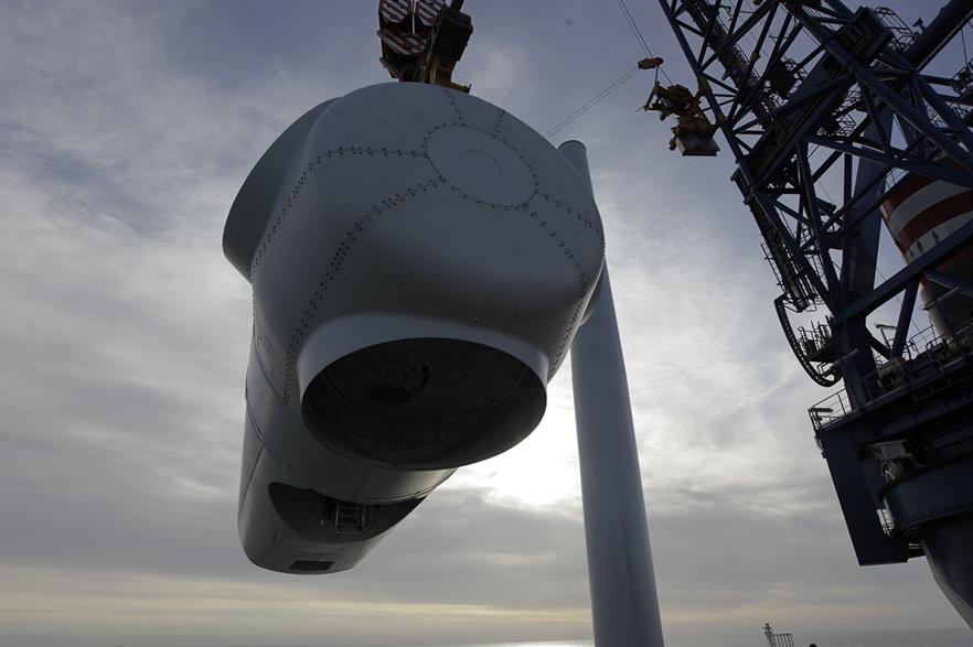 A Siemens 6MW turbine being installed at Westermost Rough, UK