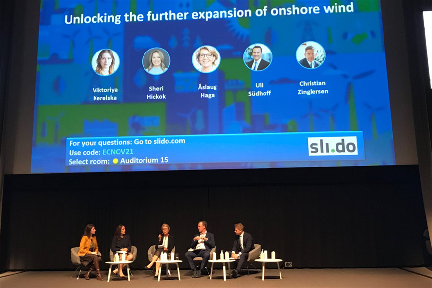 Panel discussion on the hurdles to overcome for onshore wind expansion at WindEurope's Electric City event in Copenhagen