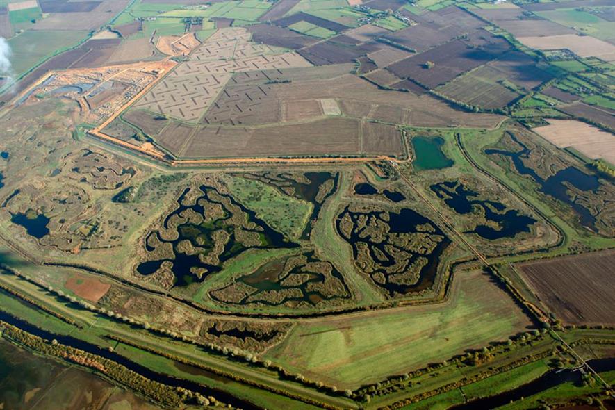 RSPB's Ouse Fen nature reserve in Cambridgeshire now extended to 298 hectares. Photograph: Hanson