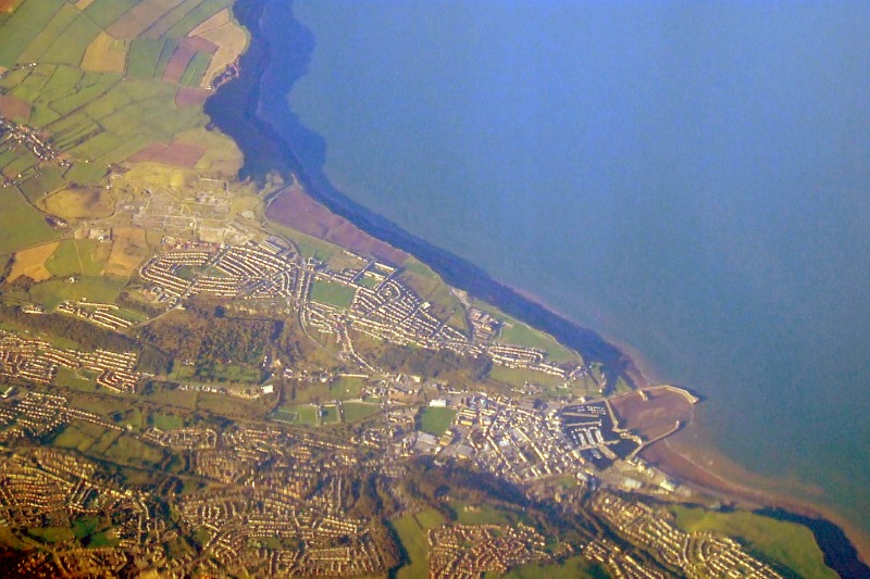 Whitehaven from the air. The Woodhouse Colliery will be built between Whitehaven and the St Bees Coast in Cumbria after it was granted planning permission yesterday. Thomas Nugent/Geograph