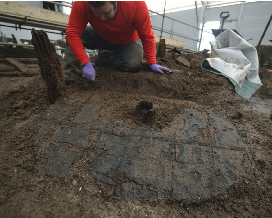The Bronze Age wheel with clearly visible hub. Picture:Cambridge Archaeological Unit