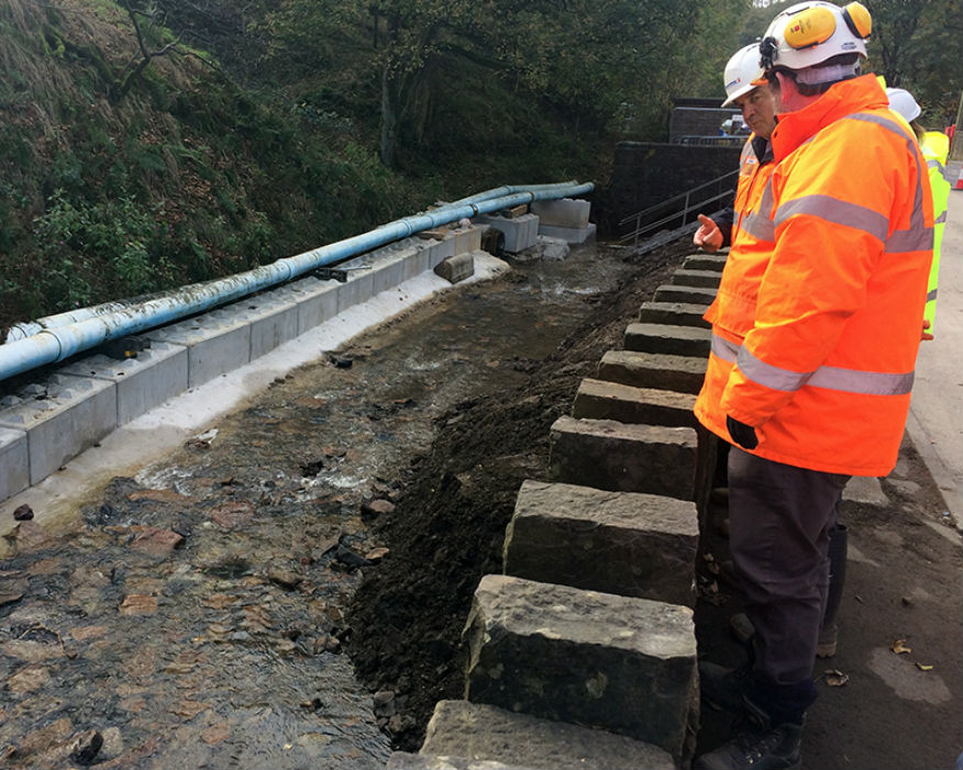 The entire river was dammed to allow engineers on to the riverbed. Picture: Coal Authority