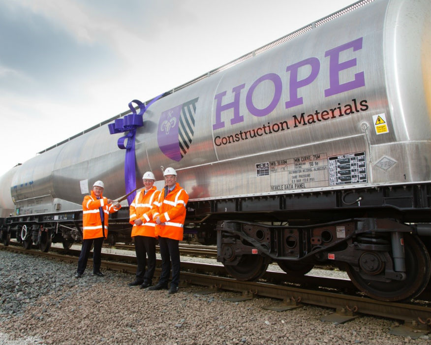 Use of rail to transport aggregates increased by over 65%. Picture Hope Contruction Materials