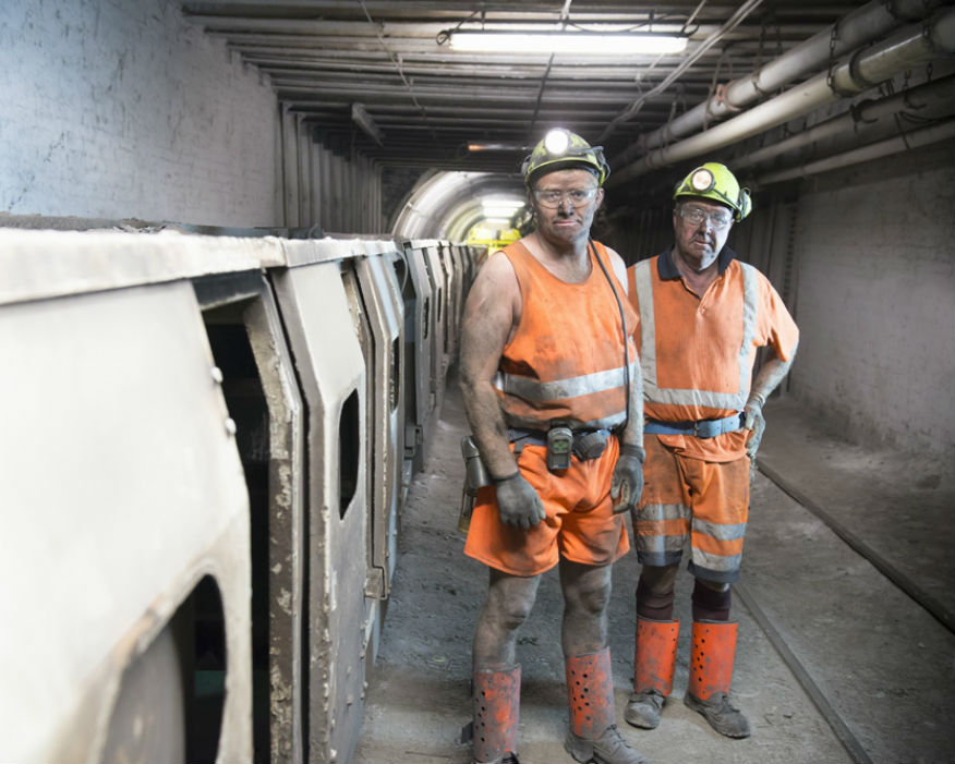 End of the line: Miners wait for for the underground train at Kellingley. Picture: UK Coal