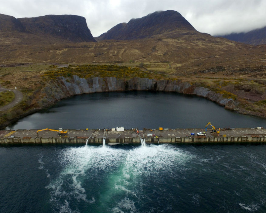 Kishorn dock is being pumped dry ahead of the work starting. Picture: Kishorn Port