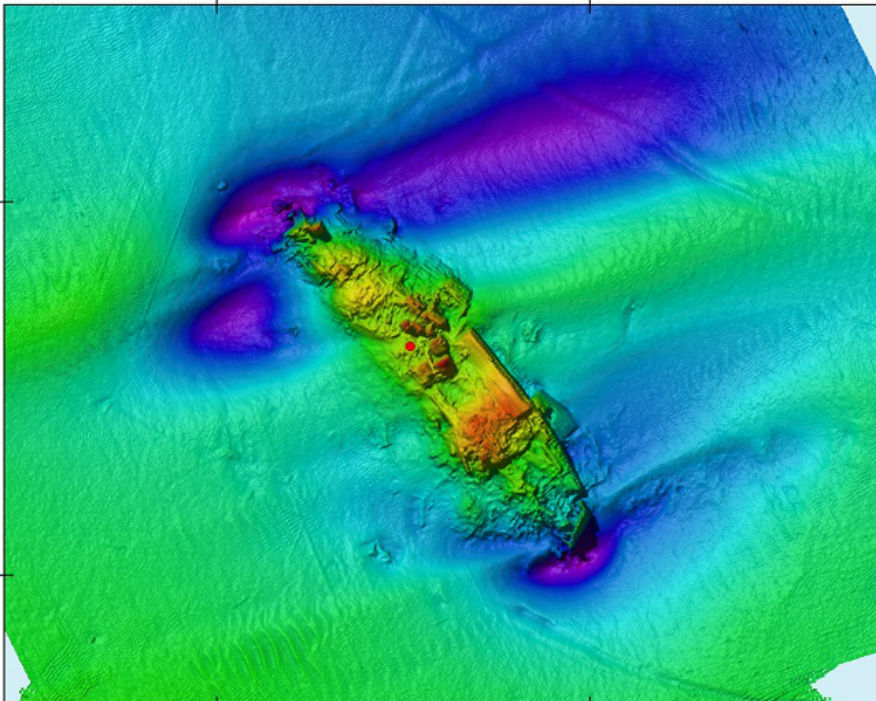 Wreck site of the SS Camberwell, which struck a mine in 1917. Picture: Brett