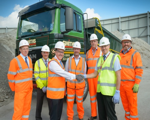 Raymond Brown and Smiths & Sons (Bletchington) shake hands on the aggregate deal. Picture: Raymond Brown