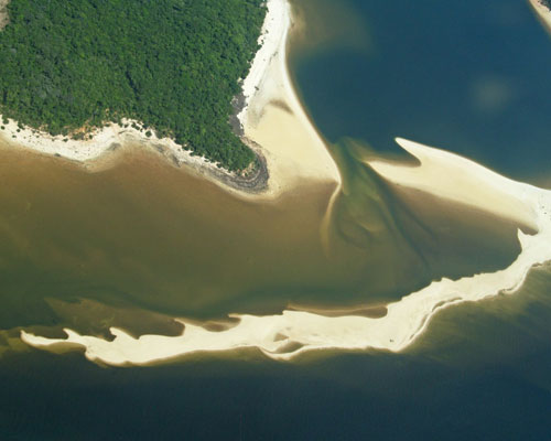 An aerial view of the rainforest and the Amazon upstream of the Brazilian city, Santarem. Credit: Wardell Armstrong International