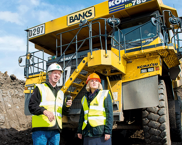 MP Hannah Bardell at Rusha surface mine. Photograph: Banks Mining