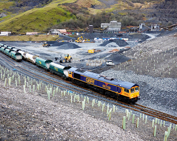 The new rail freight connection at Arcow quarry (photograph: Tarmac)