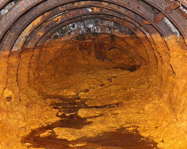 Acidic water is discharged at mine entrances. Photo: NRW