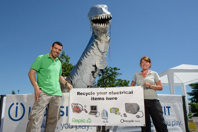 A four-metre-long T.Rex figure made from recycled goods was used to flag up the amnesty (credit: Repic)