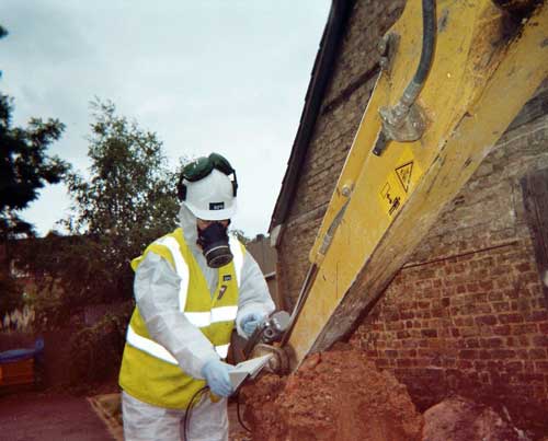 Radioactivity: Simon Maclaughlin carrying out radiological monitoring of excavated spoil (Image credit: RPS Group)