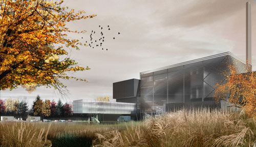Computer-generated image which shows what Suffolk County Council's new energy-from-waste facility will look like when it's built in Great Blakenham