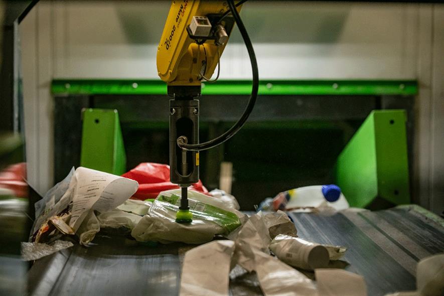 Recycleye Robotics can perform identify, pick and place materials at a rate of 55 picks per minute. Photograph: Re3