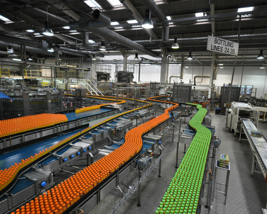Lucozade Ribena Suntory bottling plant. Picture: LRS
