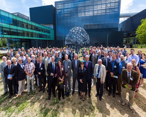 The official launch in front of the sculpture by Paul Richardson. Picture: Suez