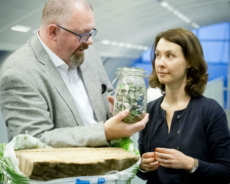 Veolia's Estelle Brachlianoff with Knauf's John Sinfield. Picture: Veolia/Grainge Photography