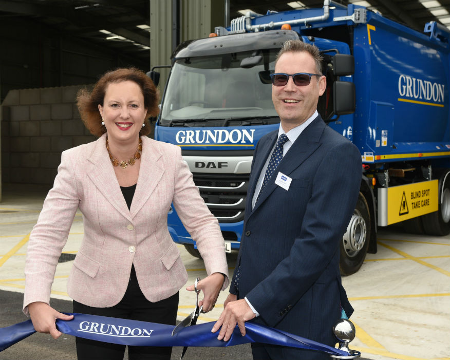 MP Victoria Prentis cuts the ribbon alongside Neil Grundon. Picture: Grundon