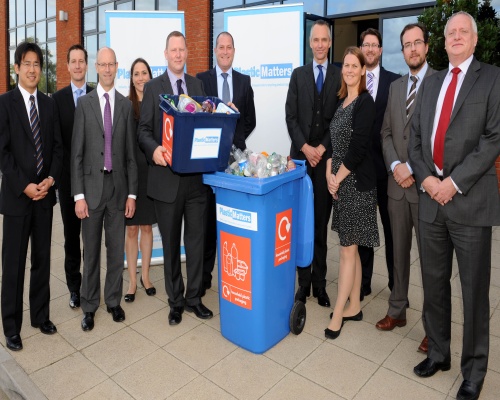 Recoup chief executive Stuart Foster, Defra's Lord de Mauley and the Plastic Matters initiative founding signatories. Picture: Recoup