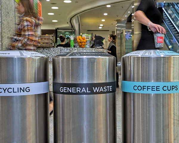 Coffee cups could be repurposed into fuels. Photograph: Canary Wharf Group