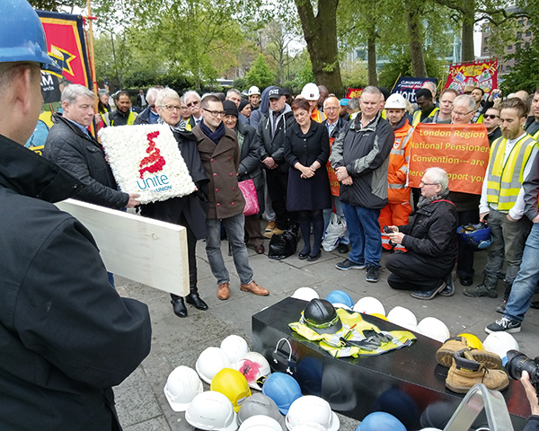 International Workers Memorial Day in London. Photo: GMB