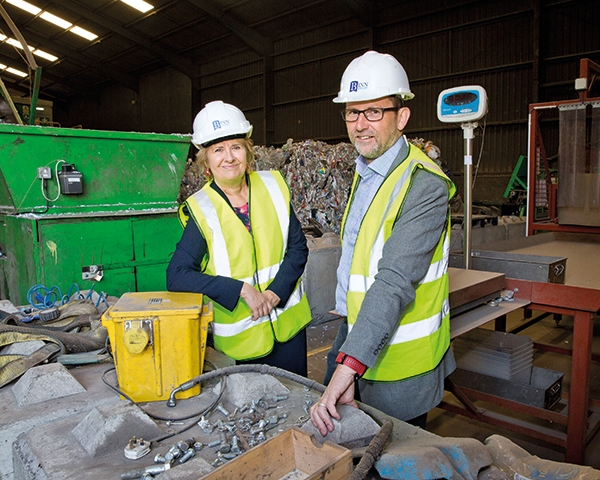 Cabinet secretary Roseanna Cunningham and Zero Waste Scotland Chief Executive Iain Gulland announce £1.7m funding for Project Beacon. Photograph: Iain McLean/Binn Group