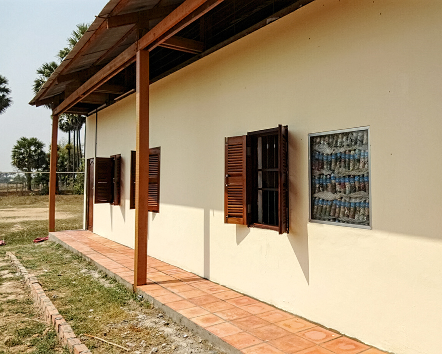 Ecobricks made from recycled plastic bottles were used to build a school in Cambodia (photograph: David Leeke/Dynafish)
