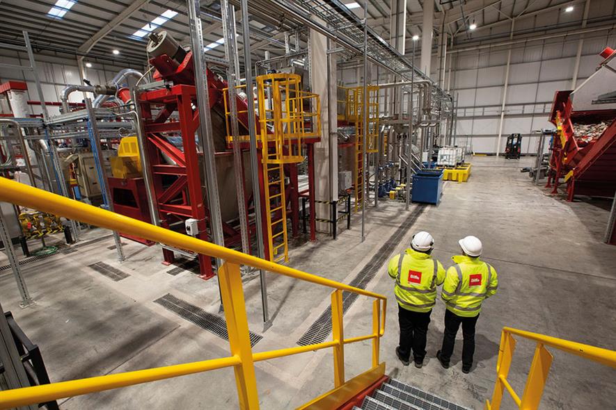 BIffa’s £27.5m Seaham recycling plant turns PET bottles back into food-grade PET. Photograph: Biffa