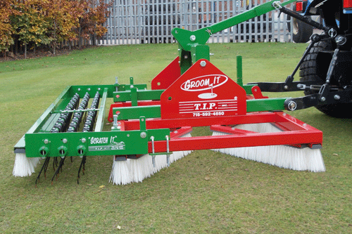 The Groom-It pulled brush system - image: Campey Turf Care Systems