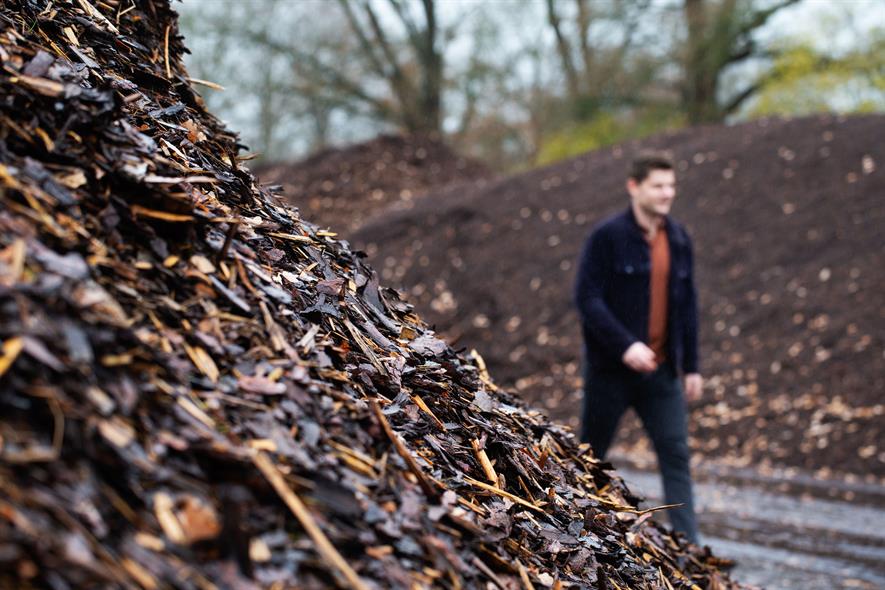 A mound of woodchip, the basis for Bol Peat TerrAktiv 