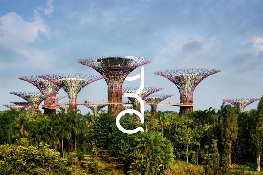 New Grant Associates logo over the Gardens By the Bay projects, Singapore - image: Grant Associates