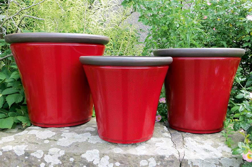 Davenport Planters: three sizes are available in amber, apple green and postbox red - image: Anglo Eastern Trading Co