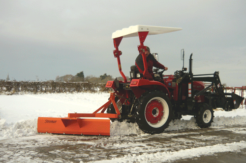 Siromer tractor has a stock of snow blades and salt spreaders ready for distribution - image: Siromer UK