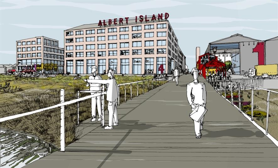 Sketch of Albert Island jetty design. Image: LDA Design