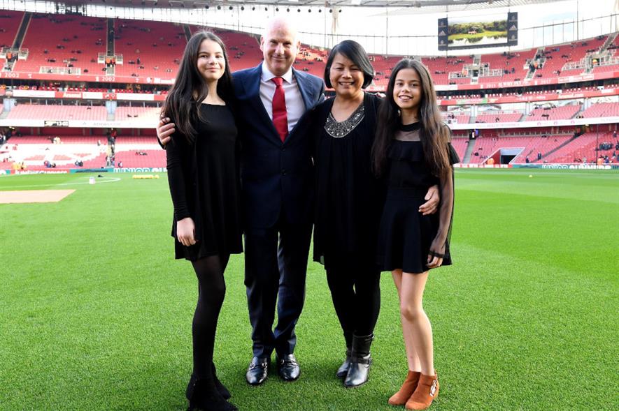Steve Braddock and his family at the Emirates Stadium - credit: GMA