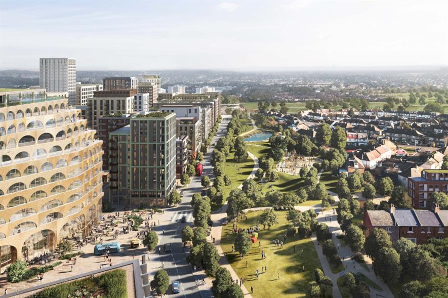 Design rendering for proposed Brent Cross Town development - credit: Argent Related