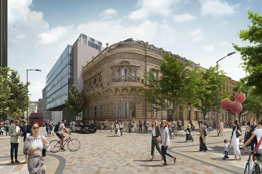 Visualisation of the transformed Colmore Row in Snow Hill. Image: Broadway Malyan