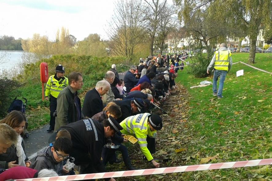 Volunteers hard at work yesterday
