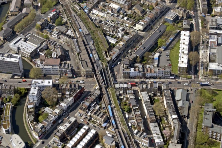The western end of what could be the Camden Highline from the air. Image: FRENCH+TYE