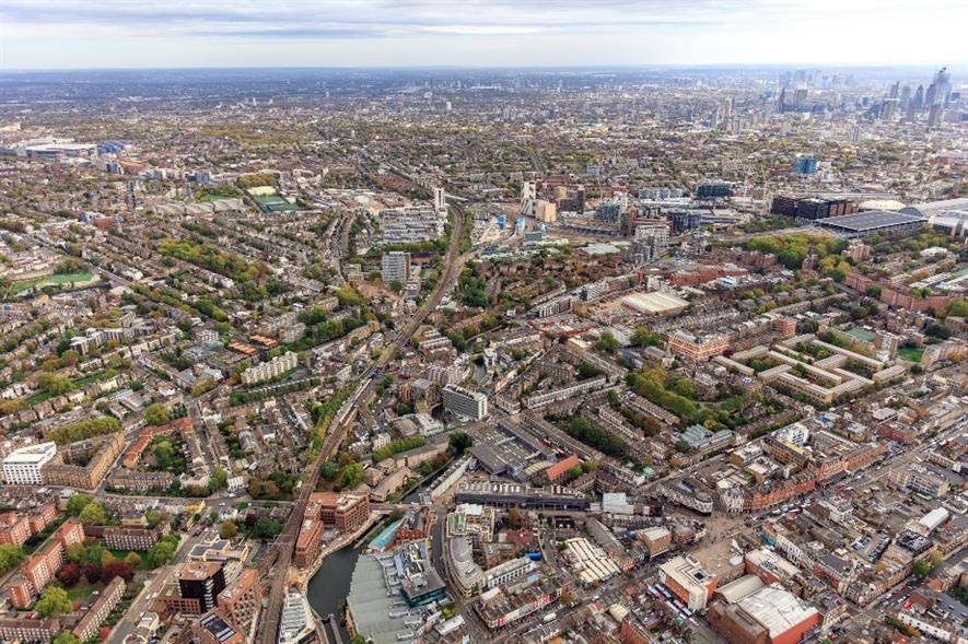 Camden Highline aerial view, East - credit: Camden Highline