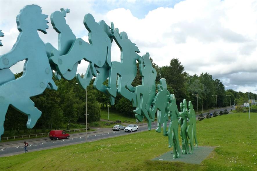 The Colin Town Centre 'Leap of Faith' sculpture. Image: The Paul Hogarth Company