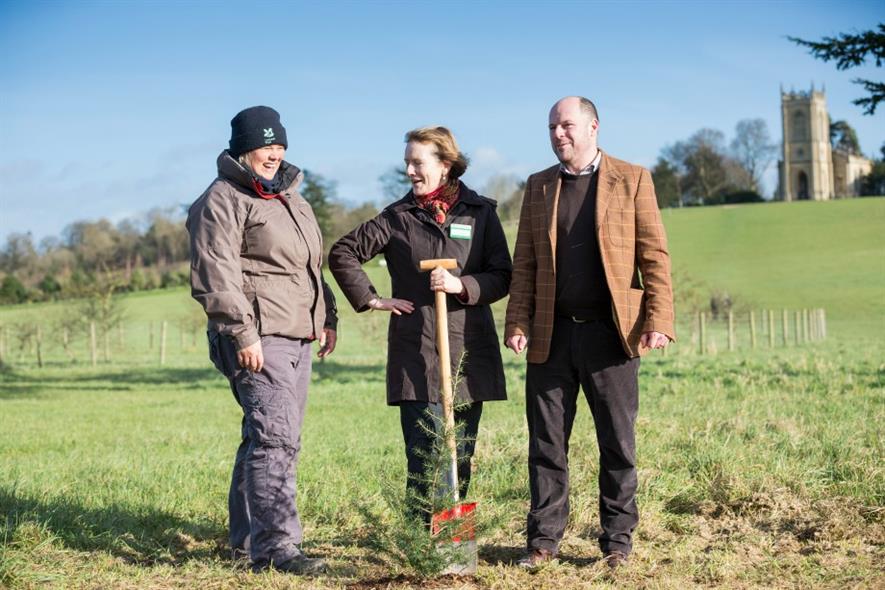 L-R Katherine Alker, Helen Gosh & Croome general manager Michael Forster-Smith. Image: National Trust/James Dobson