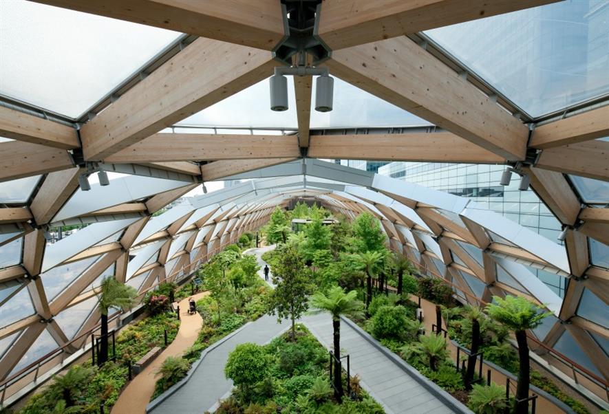 Gillespies' design for Crossrail Place Roof Garden. Image: Jason Gairn