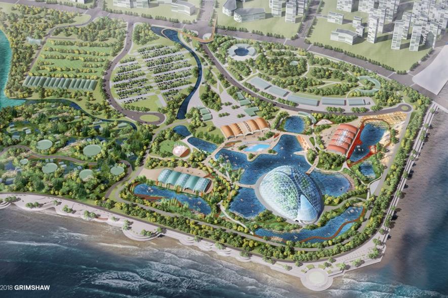 A new aerial visualisation of Eden Qingdao. Image: Grimshaw Architects
